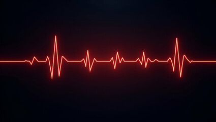 Red Heartbeat Line on Dark Background: Symbol of Life & Vitality