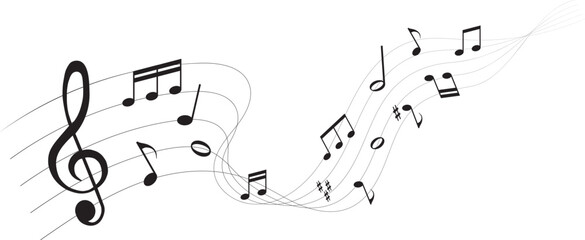 vector illustration of sheet music - musical notes melody	