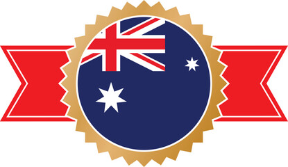 simple gold award ribbon banner with flag of Australia