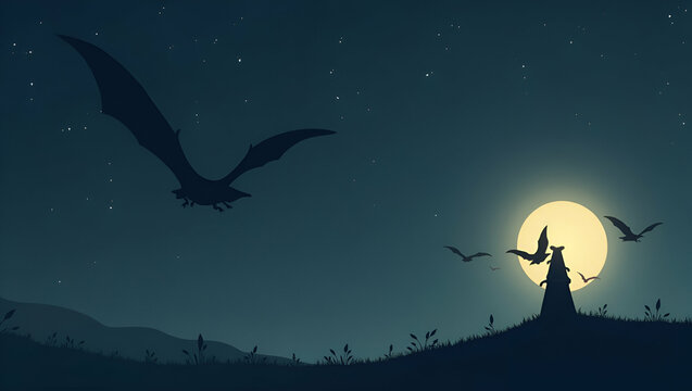 Flat Vector illustration flat style bat for designer create banner web page card or novel and story concept as Flat vector of bat ideal for banners web pages cards and storytelling designs in creative