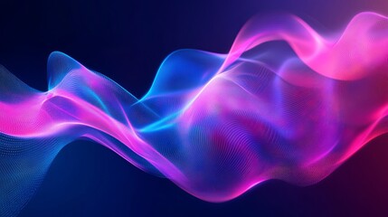 Obraz premium Abstract Pink Blue Digital Wave Flowing Dynamic Elegant Modern Futuristic Background Design Technology Network Particle Illustration Smooth Gradient 