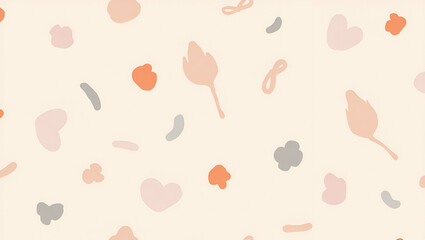 Minimalist Poppy Seamless Tile Pattern: Abstract Shapes & Soft Pastel Hues for Modern Office Decor - Perfect for Photo Stock Concepts with Left-Side Empty Space