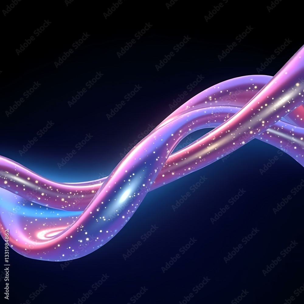 Poster a mesmerizing flow of pink and black waves weaves through a dark cosmos, sparkling with tiny stars a