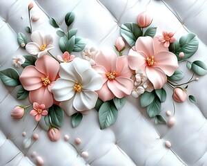 Floral arrangement on tufted background