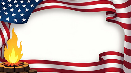 Patriotic Memorial Day Frame with Stripes & Eternal Flame Design