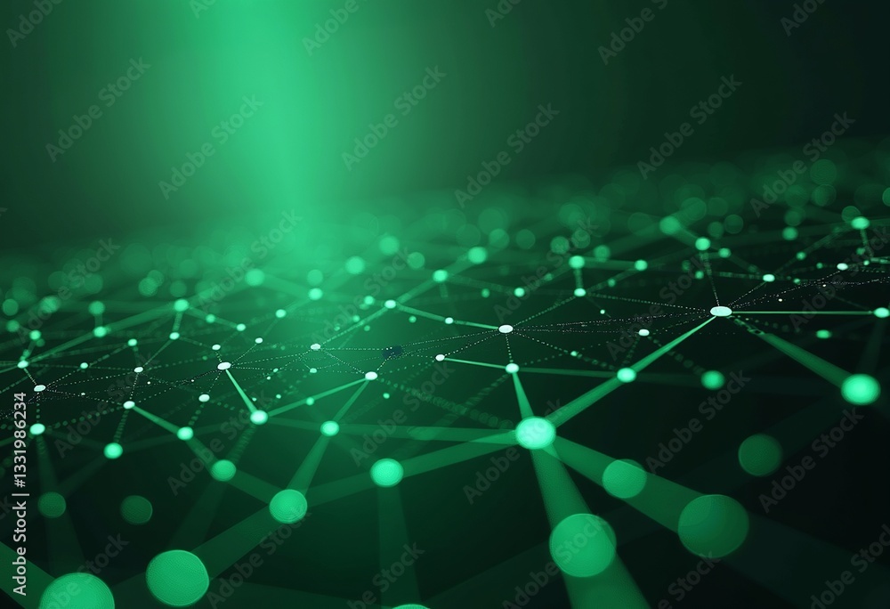 Poster geometric green brilliance: glossy tech background with a glowing edge – transform your designs with