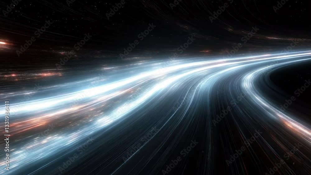 Wall mural seamless loop of white lights streak futuristic towards space animation background