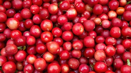 A large collection of red berries piled together densely