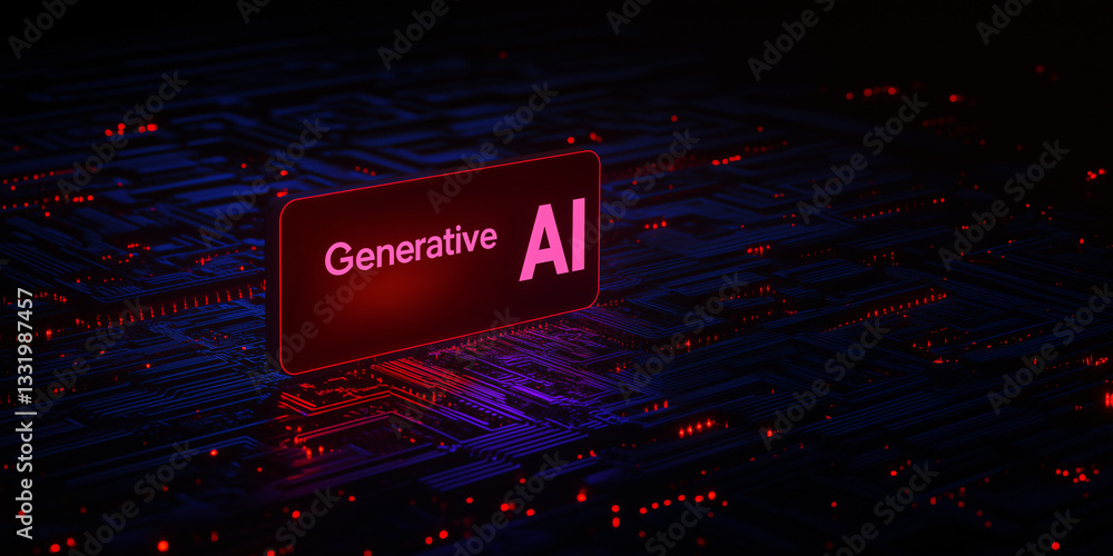 Poster generative ai on circuit board: this image showcases 