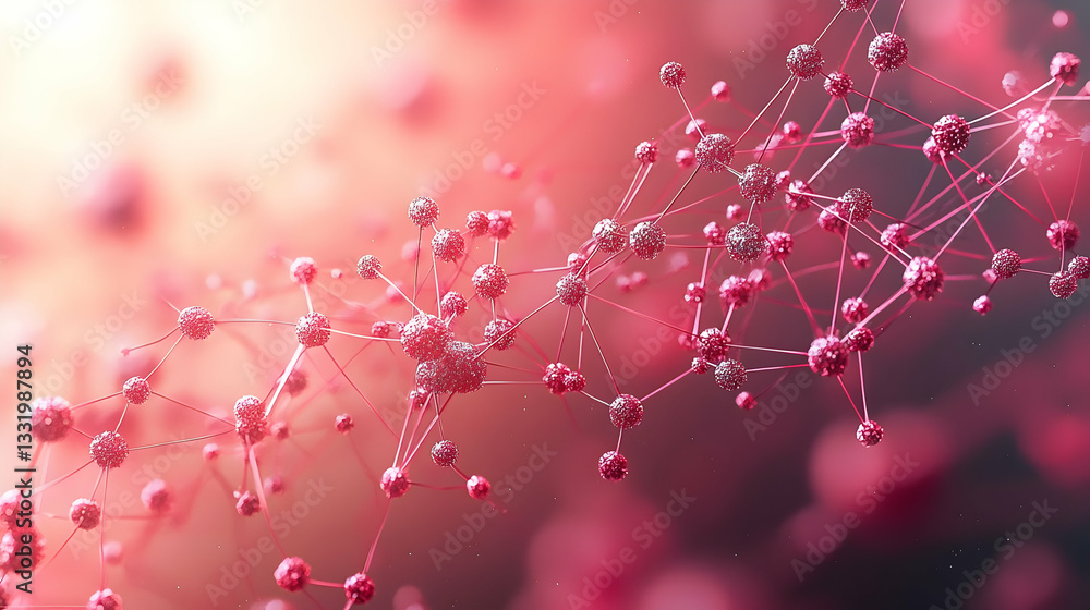 Poster abstract network connection red pink background