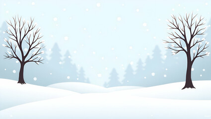 Fototapeta premium Tranquil Winter Whites Pattern: Bare Trees & Snowflakes Design