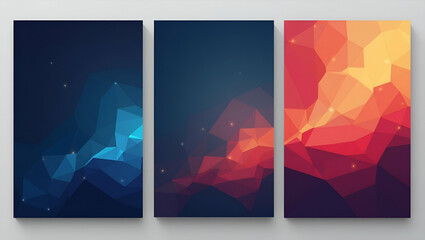 Flat Set Abstract Business Presentation Cover Design Template: Stylish Backgrounds for Reports, Magazines, and Social Banners in a Cute Vector Style