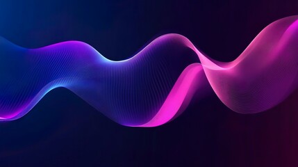 Digital Art Background With Blue And Purple Flowing Wavy Shapes Neon Light Futuristic Glow