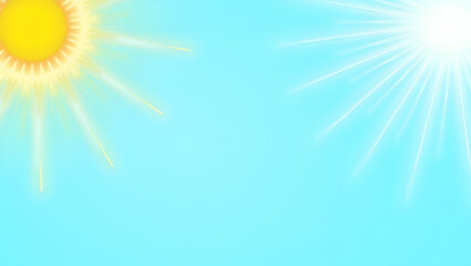 Obraz premium Energetic Summer Pattern with Vibrant Sun Rays and Clear Blue Skies - Perfect for Outdoor Lively Designs in Photo Stock with Ample Empty Space on the Left Side