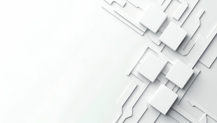 Futuristic Minimalism: Showcase Advanced Networks with Sleek Tile Layouts of Circuit Lines and Isolated White Fields for Smart Business Branding and Workplace Installations