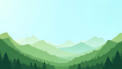 Fototapeta premium Green Mountains and Clear Sky Border for World Environment Day