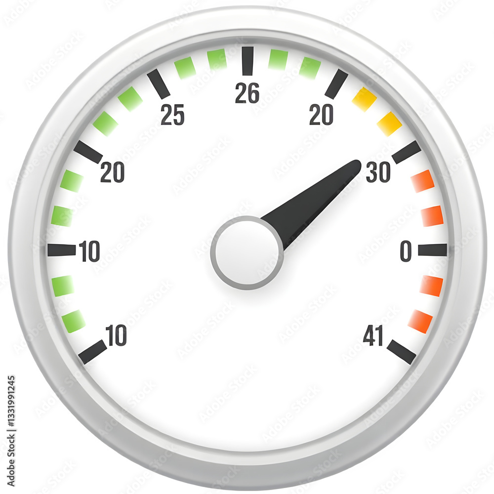 Poster a round gauge with a needle indicating a measurement, featuring color-coded sections for easy readin