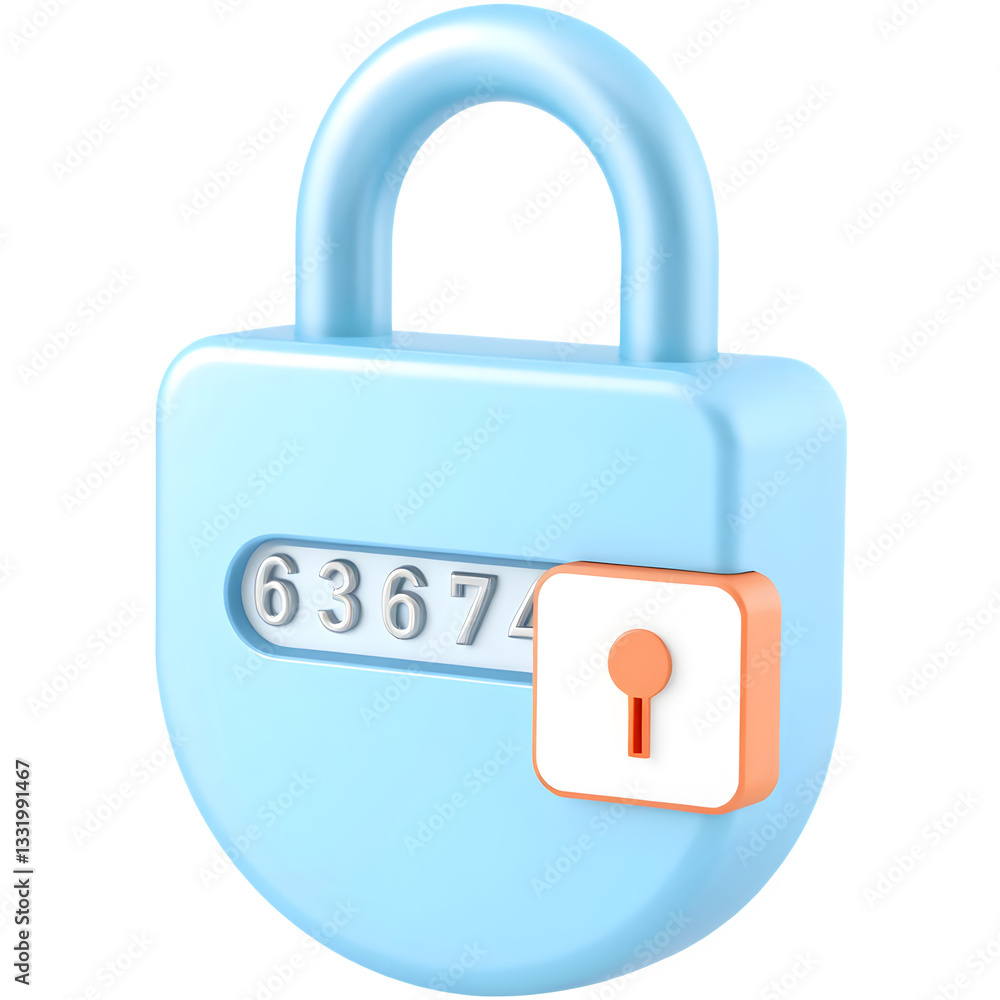 Poster a light blue padlock with a combination dial showing numbers, symbolizing security and protection.