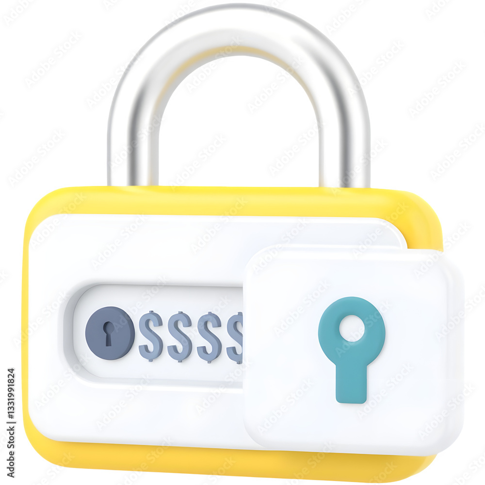 Poster a colorful padlock design featuring a password input and a keyhole, symbolizing security and protect