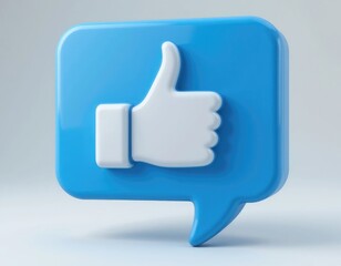Thumbs Up Icon in Blue Speech Bubble - Social Media Like