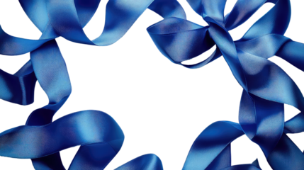 blue ribbon border isolated on transparent background. 