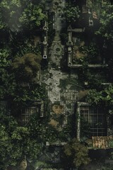 Battlemap: Overgrown Botanical Gardens Post Apocalyptic Landscape for RPG Games