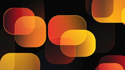Vibrant overlapping rounded squares on black background in autumn tones
