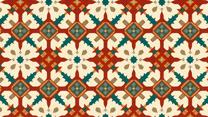 Intricate Flat Traditional Symbols Pattern with Rich Color Accents