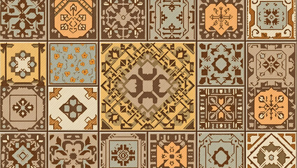 Seamless Rustic Tile Patterns: Blending Natural Textures and Earthy Tones from Traditional Crafts for a Unique Cultural Aesthetic in Modern Design