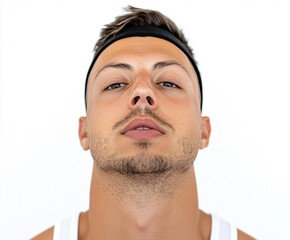 Fototapeta premium Fitness strong man portrait, male portrait close up