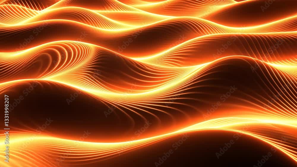 Aufkleber mesmerizing abstract display of glowing orange waves dynamic pattern of fluid lines evoking energy a