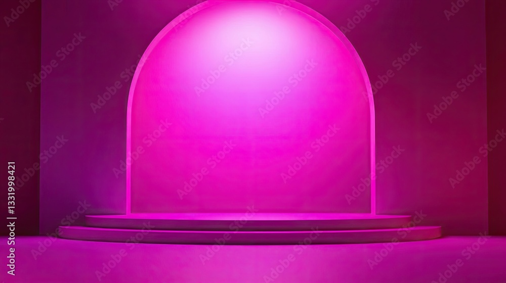 Aufkleber vibrant pink studio background with arch and platform for product display or presentation