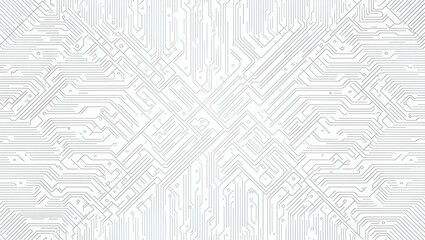 Fototapeta premium Structured Electronic Pathways and Minimal Digital Textures: A Contemporary Seamless Tile Pattern with Isolated White Balance for Photo Stock Concepts