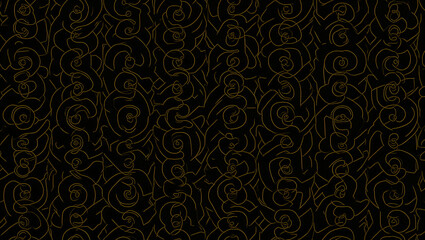 Art Deco Seamless Pattern: Retro Circles & Gold Accents on Black