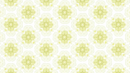 Fototapeta premium Elegant Spring Leaves Seamless Pattern with Symmetrical Designs and Balanced Layout for Luxurious Decor - Perfect for Refined Spring Aesthetics in Photo Stock with Space for Customization