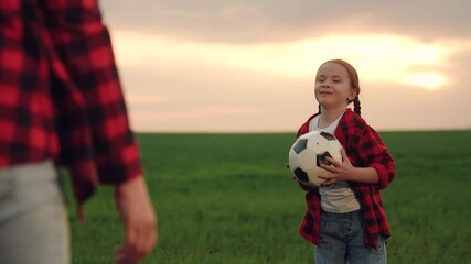 mother playing with child kid soccer field, child playing soccer ball with parent green lawn, happy family, sunny day football, young soccer player, soccer training alone, football game outside, open