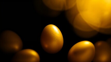 golden easter eggs on black background