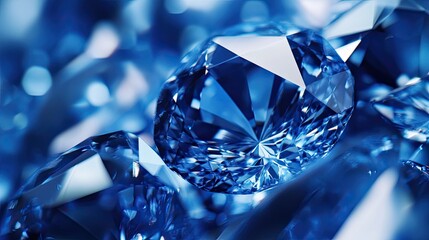 Stunning Closeup of Dazzling Blue Diamonds Sparkling Brilliantly