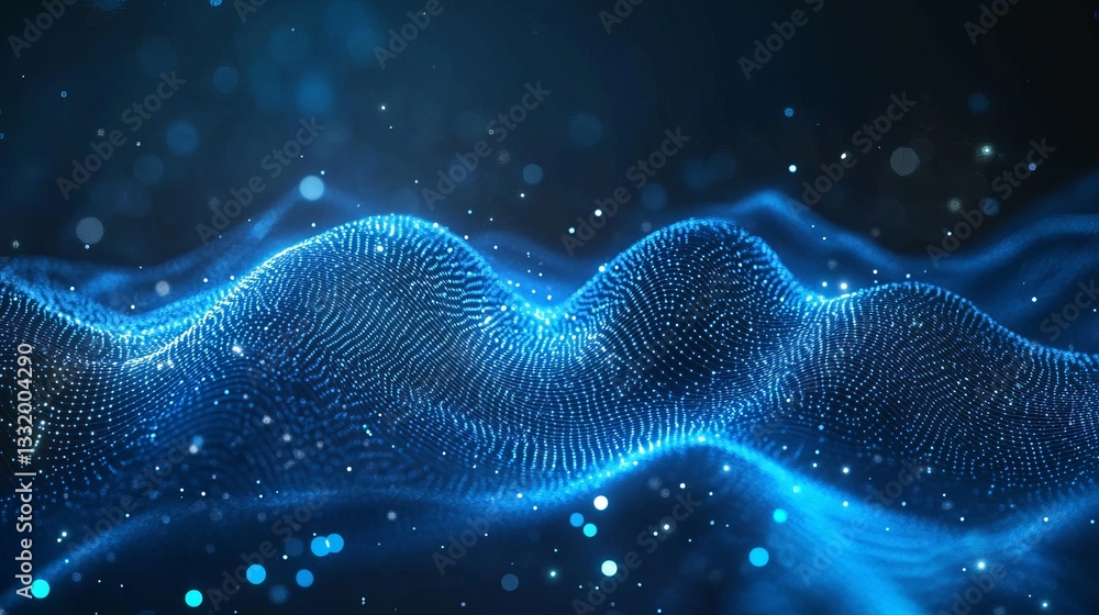 Poster abstract blue digital wave particle background design modern technology futuristic network data visu