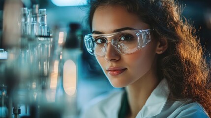 Attractive young scientist conducting experiments in the laboratory
