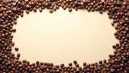 Naklejka premium Festive holiday coffee border with copy space for International Coffee Day party invitations concept as Festive holiday themed coffee border with copy space designed for International Coffee Day party