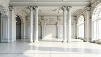 Fototapeta premium Seamless Tile Designs: Cultural Architecture with Iconic Columns & Space