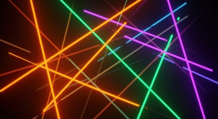 Fototapeta premium Colorful neon lines create dynamic abstract pattern 