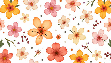 Vibrant Spring Floral Pattern for Seasonal Designs in Photo Stock