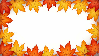 Vibrant Maple Leaves and Harvest Symbols Border Frame: Festive Copy Space for Canadian Thanksgiving Messages with Empty Space on the Left Side for Photo Stock Concept