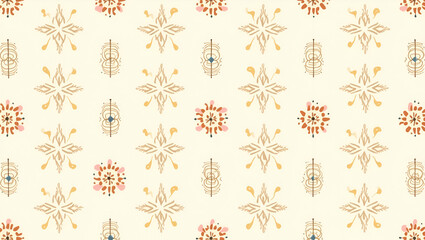 Spiritual Iconography: Flat Traditional Symbols in Soft Color Patterns