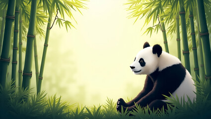 Panda and bamboo forest border frame with copy space for World Wildlife Day conservation messages concept as Panda and bamboo forest creating a border with designated copy space for conservation messa