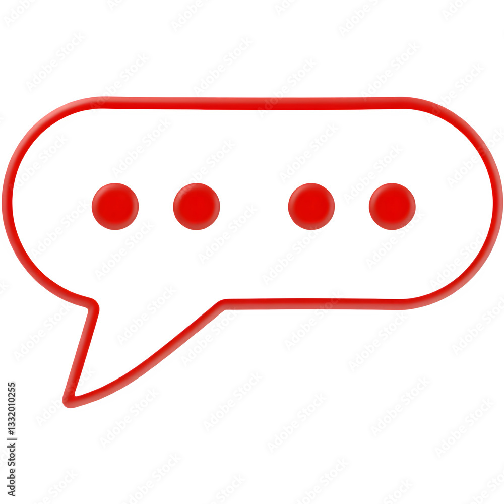 Poster a red speech bubble icon featuring three dots, symbolizing conversation or messaging.