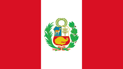 Fototapeta premium Peruvian flag showcasing national pride with emblematic symbols of wildlife and heritage
