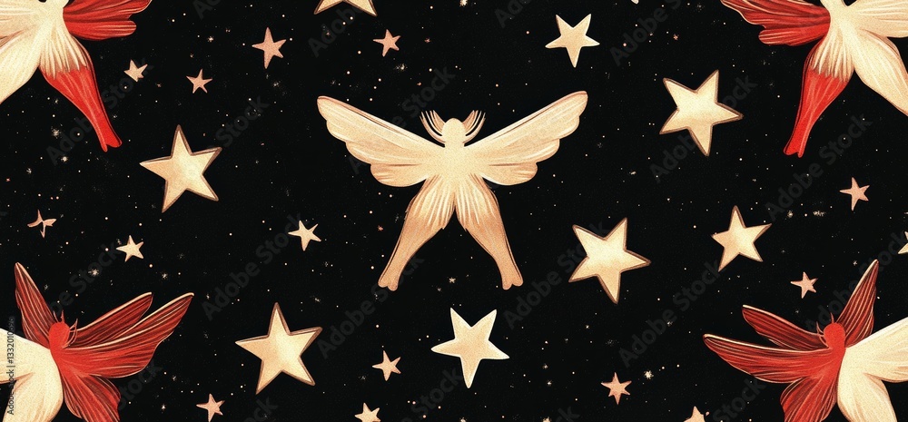 Poster a minimalist style design featuring butterflies is presented in a modern banner with an abstract bac